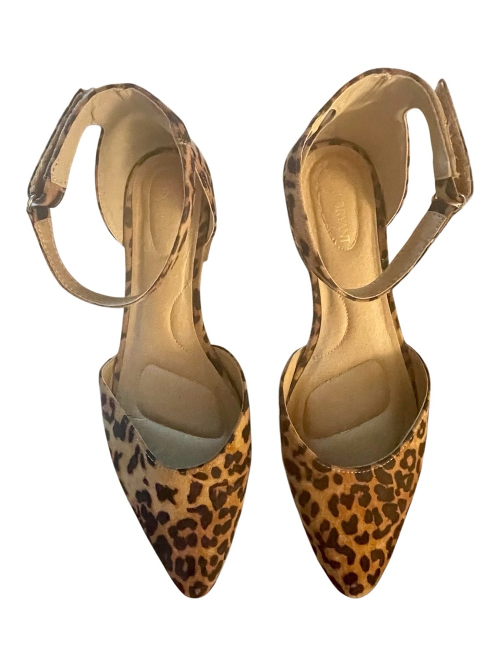 Women’s Lane Bryant Leopard Print Ankle Strap Pointed-Toe Pumps Low Heel 12W